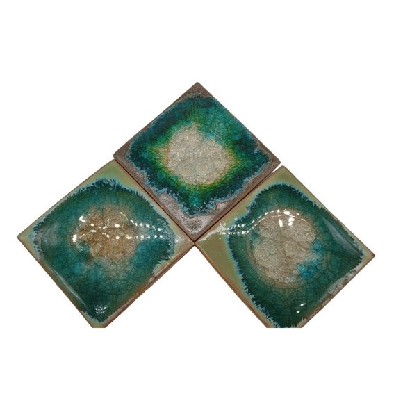 Coasters Geode Crackle Set of 3 Made in USA 4 Inches Square - Picture 7 of 9